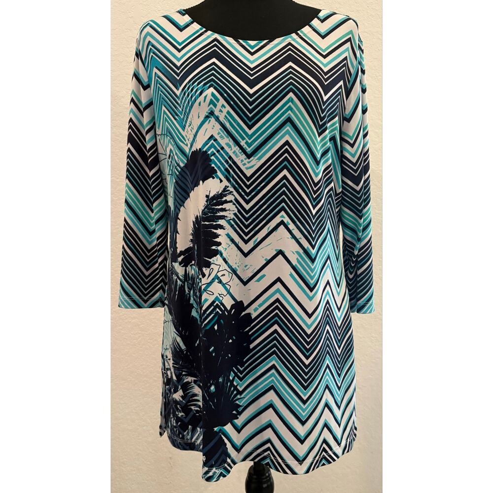 Easywear by Chico’s Multicolored Stretchy Tunic 3/4 Size 1 (M/8)